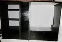 TV/AV shelving unit with shelves, colour black wood grain
