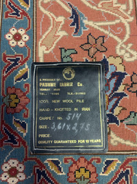 Hand Knotted Tabriz Rug Made in Tehran Iran 100% Wool 9’ x 12'