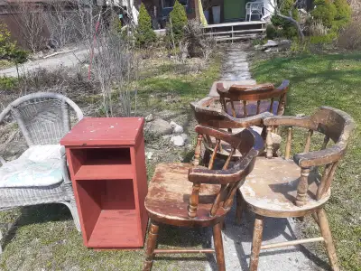 free  4 wood captain's  chairs   etc, View more