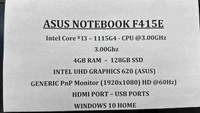 Asus notebook F415E laptop 