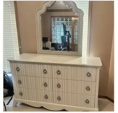 Youth Double Princess Bed Set Night Stand Dress with Mirror (Mattress included for extra cost)