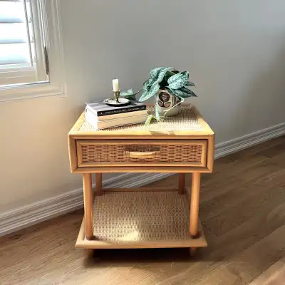 Bamboo Wicker Rattan 2 Tier Table, View more