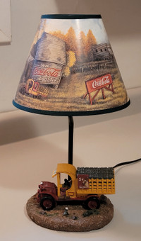 Vintage Coca Cola Lamp with Delivery Truck on Country Road