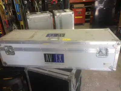 Long road cases, were used for video screens. 4 to sell at $150.00 each WIDTH DEPTH HEIGHT 46 15 11...