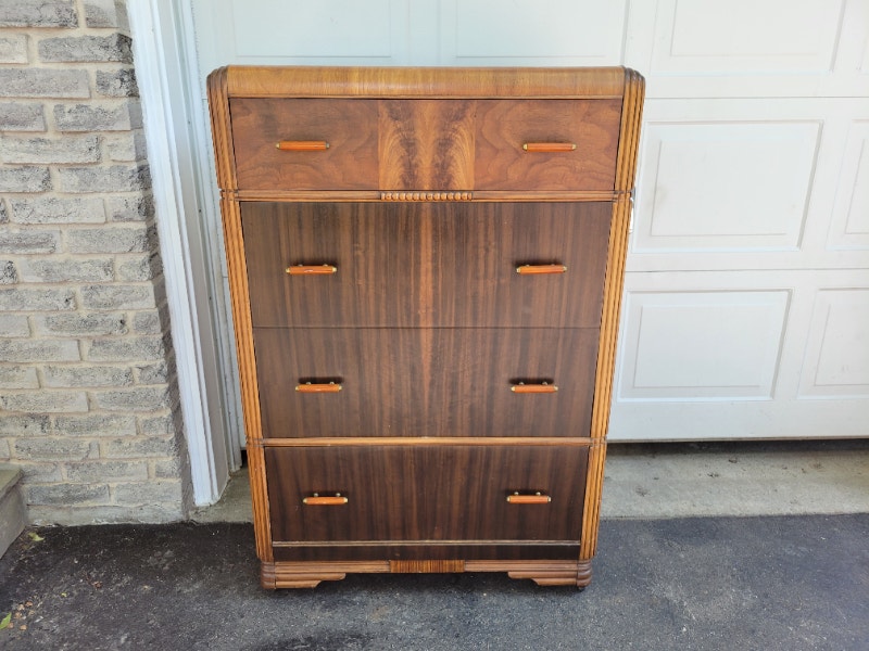 Vintage MCM Waterfall Dresser Art Deco Dressers & Wardrobes