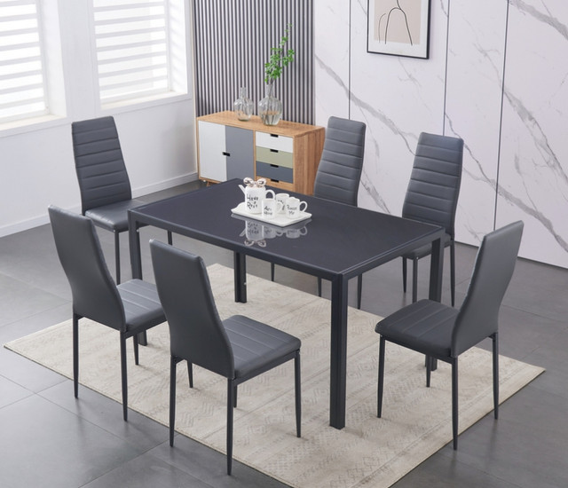 Lord Selkirk Furniture - 7Pc Table Set in Grey or Black in Dining Tables & Sets in Winnipeg - Image 2