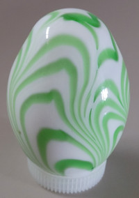 Vintage Blown Glass Egg with Green Swirls