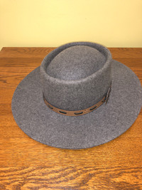 HY20F03 Mix Grey Wool Felt Gambler Hat (59cm)