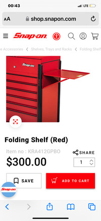 Snap on toolbox folding shelf