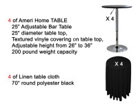 4 of Ameri Home TABLE  25” Adjustable Bar Table with Linen cloth