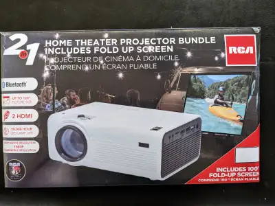 Home Theater Projector Bundled With 100" Fold Up Screen, View more