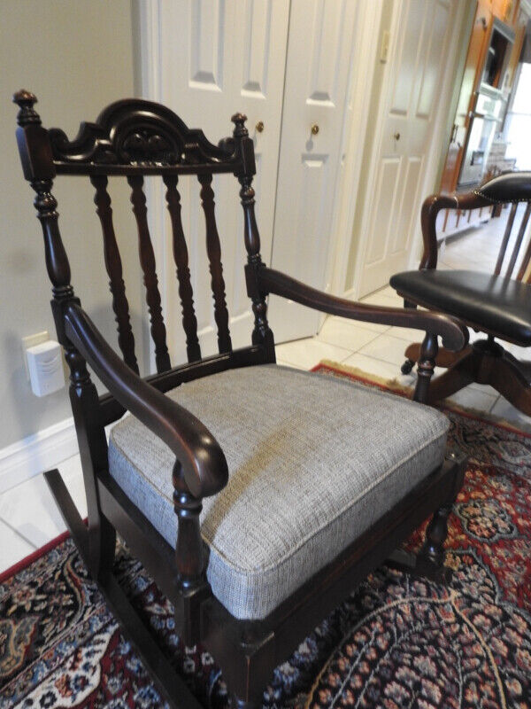 antique rocking chair, fully restored.. new upholstered seat Arts