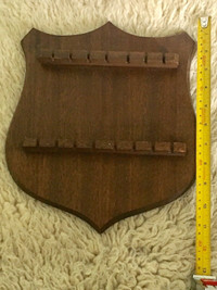 Vintage solid mahogany teaspoon display plaque rack