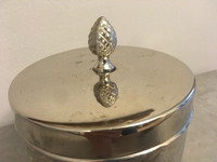 70s 80s Vintage Retro PEWTER ROUND CONTAINER Acorn Lid Wonderful