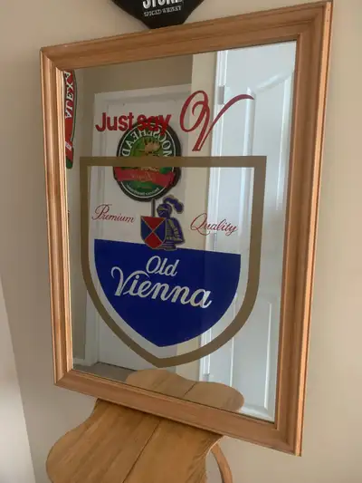 Vintage Huge Old Vienna OV beer bar sign mirror excellent, View more