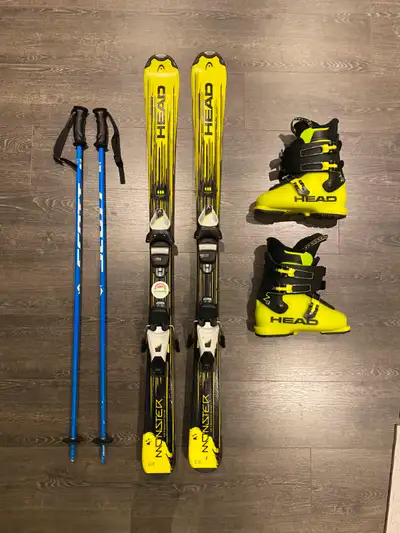 Selling ski, boots and poles set - 115cm (ski) -230mm(boots), View more