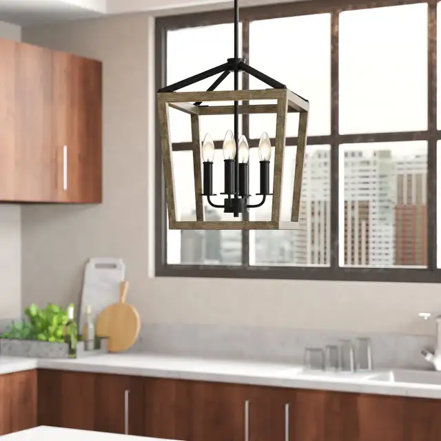4 - Light Dimmable Lantern Geometric Chandelier in Indoor Lighting & Fans in Hamilton - Image 8