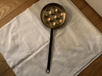 Vintage Brass Egg Pan with an Iron Handle