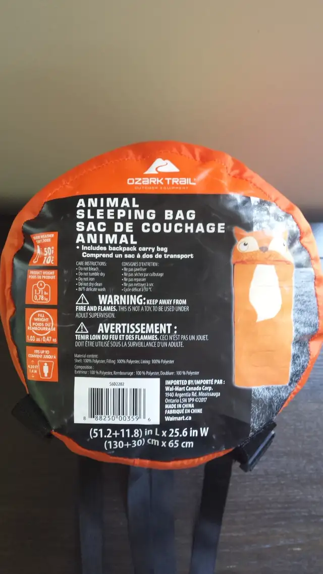 TWO "OZARK TRAIL" CHILDREN'S ANIMAL SLEEPING BAGS in Fishing, Camping & Outdoors in Kitchener / Waterloo - Image 5