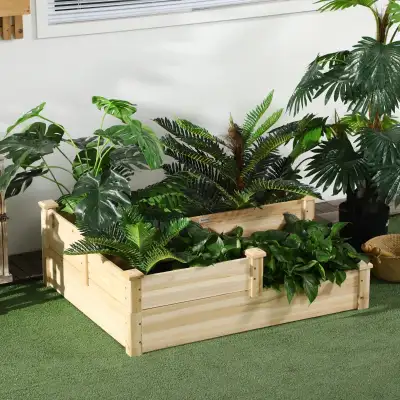 42.5" x 34.6" x 14.2", 3 Tier Wooden Raised Garden Bed, Natural, View more