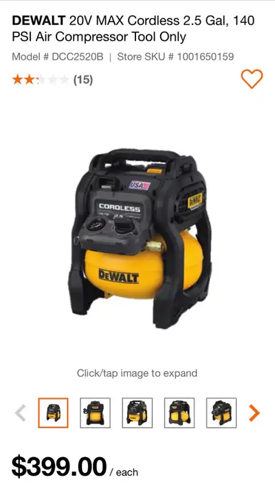 Dewalt Battery Air Compressor*Used Once*, View more