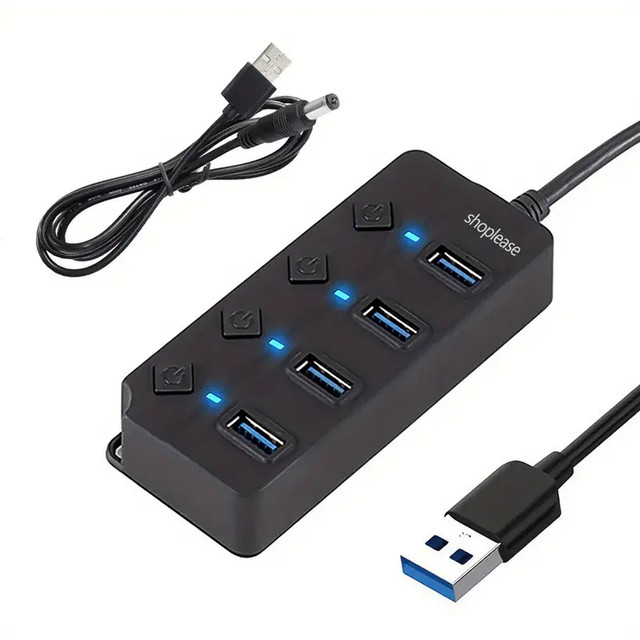 New 4-Port USB 3.0 Hub Splitter with Individual Buttons in Cables & Connectors in St. Catharines