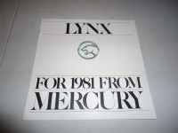1981 Mercury Lynx Sales Brochure. New. Can mail in Canada.