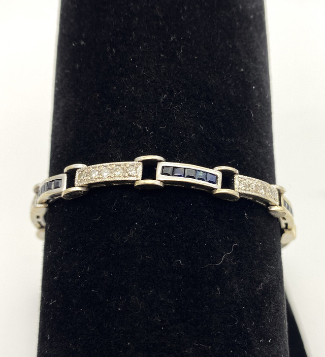 14KT White Gold Diamonds w/ Blue Sapphires Bracelet $1,900 in Jewellery & Watches in Mississauga / Peel Region - Image 4