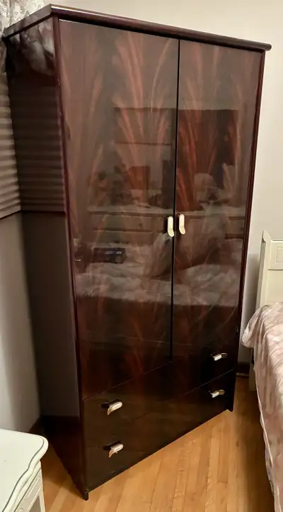 Solid Wood Wardrobe with Shelves, View more