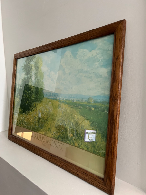Vintage Glass Wood Framed Monet Poplars Rare in Arts & Collectibles in Moncton - Image 2