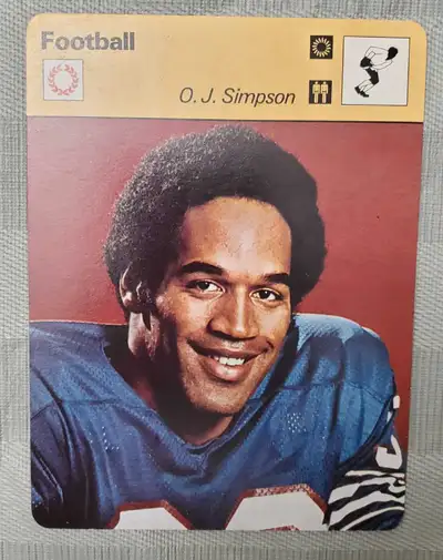 B 6D Rare Vintage O.J. Simpson Buffalo Bills Football Card 1977 Rencontre S.A. Lausanne. Printed in...