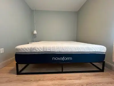 2 years old. Selling like new king size mattress and metal bed frame. I’m downsizing to a studio apa...