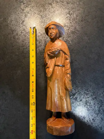 Hand Carved Wooden Folk Art Figure - 13” Tall, View more