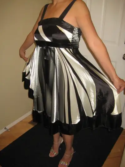 Black/white/Grey Satin Cocktail Dress - fits 10-12, View more