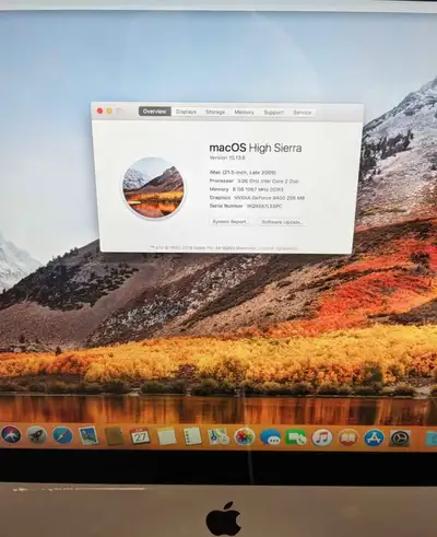 21.5" LED IPS 1920x1080 Display Mac OS X 10.13.6 High Sierra intel Core 2 Duo 2.8GHz CPU 4GB DDR3 RA...