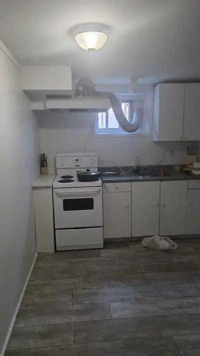One large basement room with attached washroom and kitchen. Parking available for additional $75. Co...