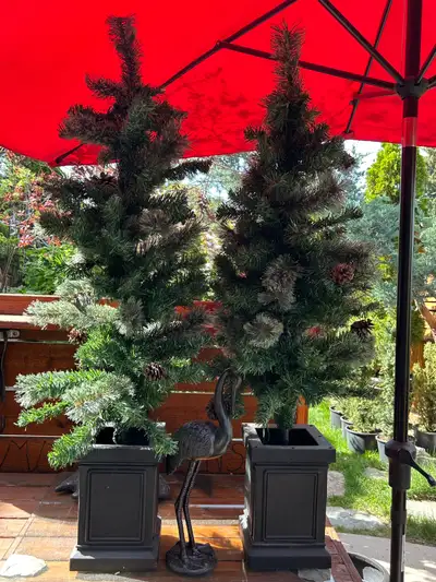 set of 2 artificial evergreen  trees, View more