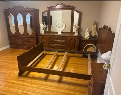 antique style strong wood bedroom set, View more