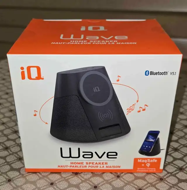 iQ Wave Home — Bluetooth speaker + wireless phone charger