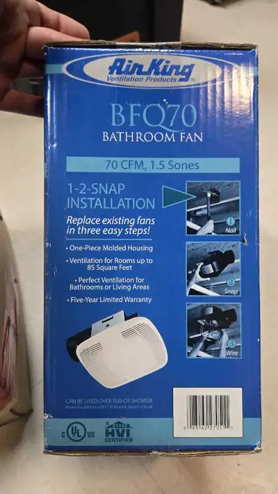 Air King bathroom fan, BFQ70, brand new, View more