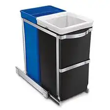 Simplehuman 35 Liter / 9.3 Gallon Dual Compartment Under Counter Kitchen Cabinet Pull-Out Recycling...
