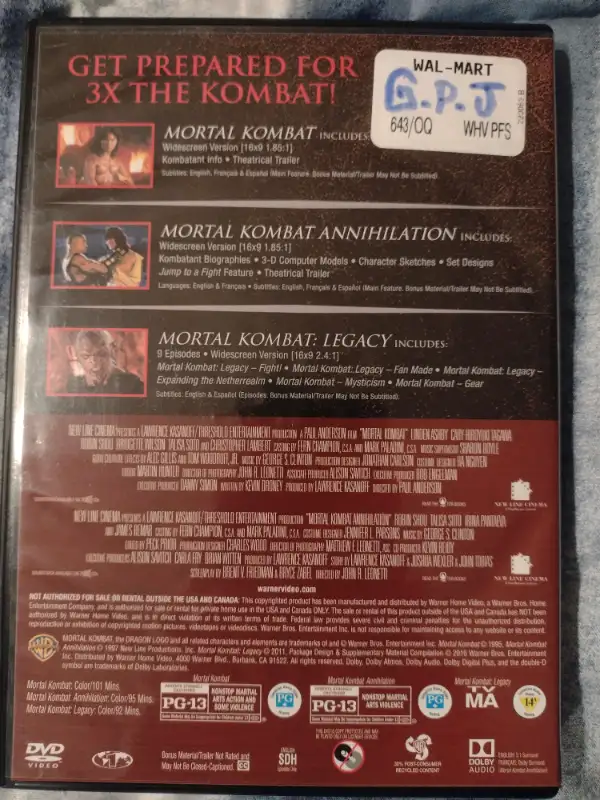 Mortal Kombat 1, 2 and 3 DVDs Trade in CDs, DVDs & Blu-ray in North Bay - Image 4