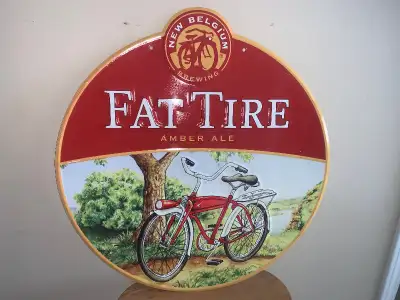 vintage Fat Tire Belgium Brewing beer bar Bicycle Sign, View more