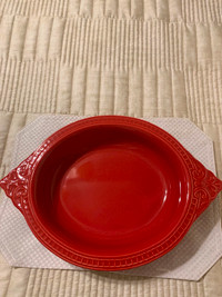 Matcheramica stoneware casserole- red - new - 12”-10” dia -