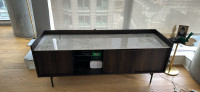 Marble and dark wood structube table stand/ cabinet 