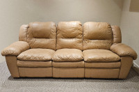 3 Seat Genuine Leather Recliner, Matching Loveseat