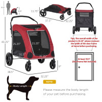 4 Wheel Pet Stroller with Storage Basket