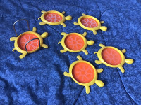 6 Sous-verres forme  tortue + support. Plastic coasters + holder