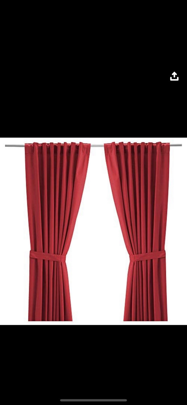 Rideaux IKEA rouges neufs-new curtains  in Window Treatments in City of Montréal
