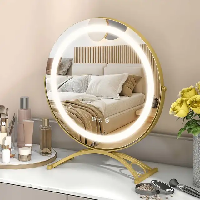 New 16" Round Mirror 3 Colour Dimmable Lights...(Gold) in Home Décor & Accents in Ottawa - Image 5